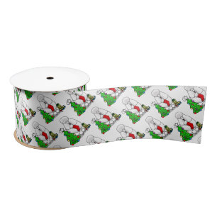 Merry Christmas Tree 2 Poodle (white) Dog Cute Satin Ribbon