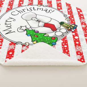 Merry Christmas Tree 2 Poodle (white) Dog Cute Sherpa Blanket