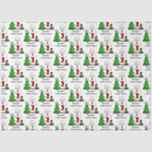 Merry Christmas Tree 2 Poodle (white) Dog Cute Tissue Paper