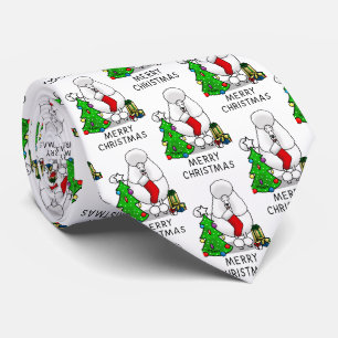 Merry Christmas Tree 2 Poodle (white) Dog Fun Tie