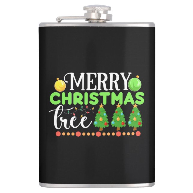 Merry Christmas Tree-34564 Hip Flask (Front)