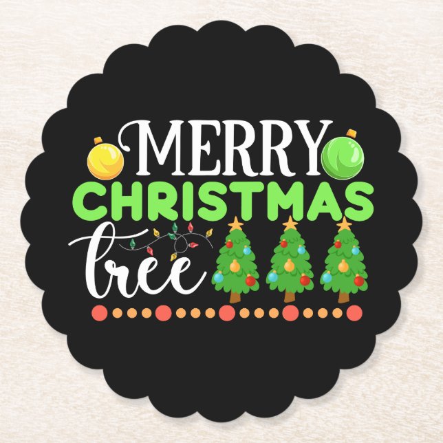 Merry Christmas Tree-34564 Paper Coaster (Front)