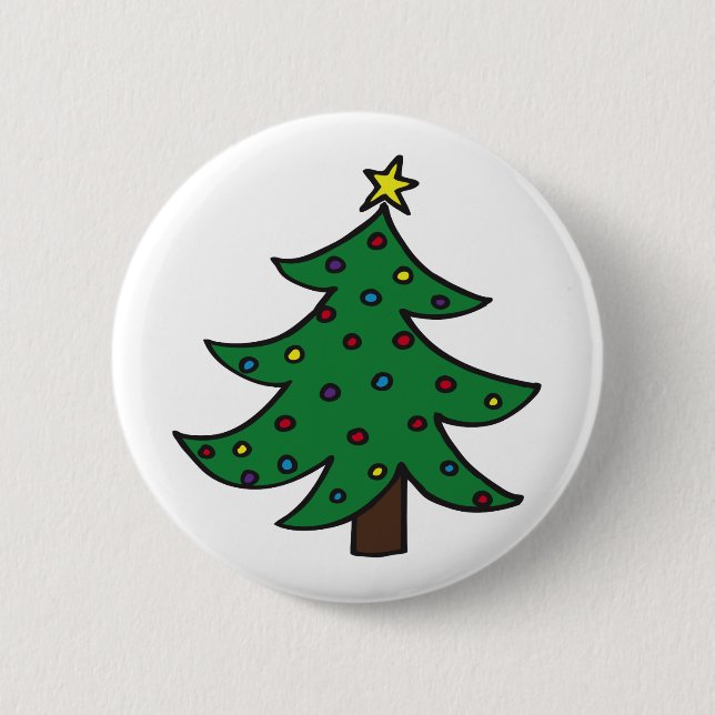 Merry Christmas Tree 6 Cm Round Badge (Front)
