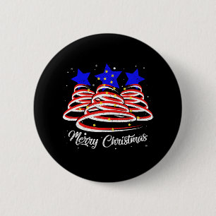 Merry Christmas Tree American Flag Funny US Flag 6 Cm Round Badge
