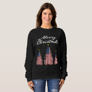 Merry Christmas Tree American Flag Sweatshirt