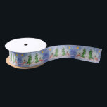 Merry Christmas Tree And Frosty Snowman Watercolor Satin Ribbon<br><div class="desc">Gift Giving Package Satin Ribbon printed with Merry Christmas Tree And Frosty Snowman Watercolor painting original artwork design and select products collection by TheFabricSeal print on demand shop at Zazzle.com #ZazzleMade https://www.zazzle.com/store/thefabricseal TheFabricSeal©️Original. This cheerfully fun design image print is a hand painted watercolor painting is a whimsical wintertime season landscape...</div>