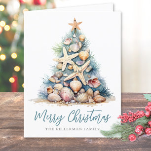 Merry Christmas Tree Beach Holiday Card