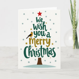 Merry Christmas Tree Bird Card