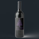 Merry Christmas Tree Black Metallic Purple Look Wine Label<br><div class="desc">Merry Christmas Tree Black and Metallic Purple Look,  Text: Merry Christmas,  The Williams Family,  you can change all text and the image,  Wine sparkling wine Bottle Holiday Season Label</div>