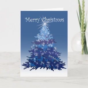 Merry Christmas Tree Blue Card