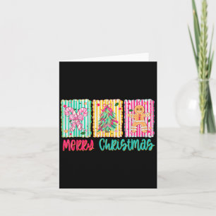 Merry Christmas Tree Bow Gingerbread Candy Cane Gi Card
