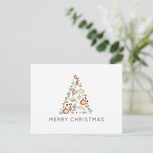 Merry Christmas Tree Budget Holiday Postcard (Standing Front)