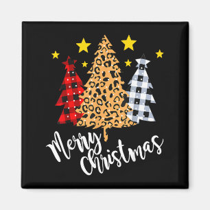 Merry Christmas Tree Buffalo Plaid Red Green Xmas  Magnet