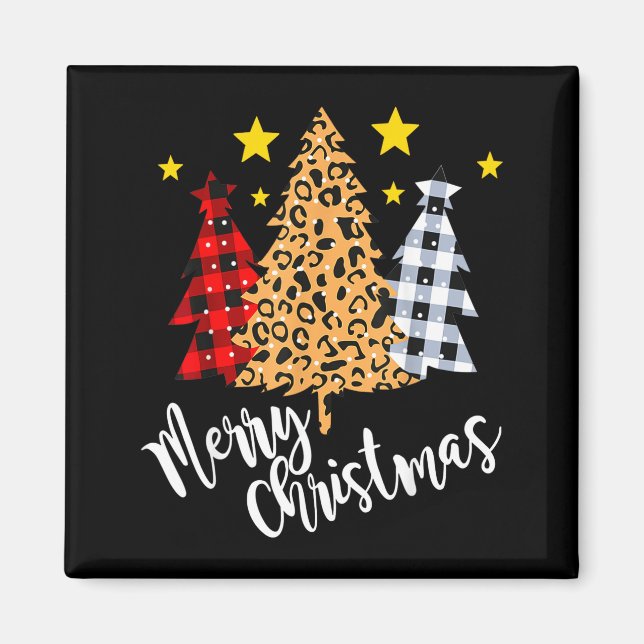 Merry Christmas Tree Buffalo Plaid Red Green Xmas  Magnet (Front)
