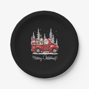 Merry Christmas Tree Buffalo Plaid Red Truck Paper Plate