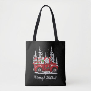 Merry Christmas Tree Buffalo Plaid Red Truck Tote Bag