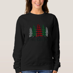 Merry Christmas Tree Buffalo Plaid Red White Green Sweatshirt