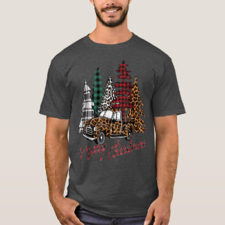 Merry christmas tree buffalo plaid truck T-Shirt