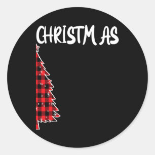 Merry Christmas Tree Buffalo Plaid Xmas Couples Ma Classic Round Sticker