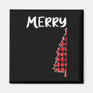 Merry Christmas Tree Buffalo Plaid Xmas Couples Ma Magnet