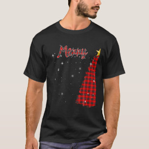 Merry Christmas Tree Buffalo Plaid Xmas Couples Ma T-Shirt