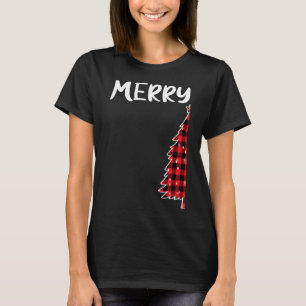 Merry Christmas Tree Buffalo Plaid Xmas Couples Ma T-Shirt