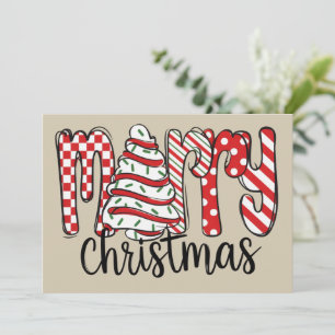 Merry Christmas Tree Cake Xmas Festive Holiday Card