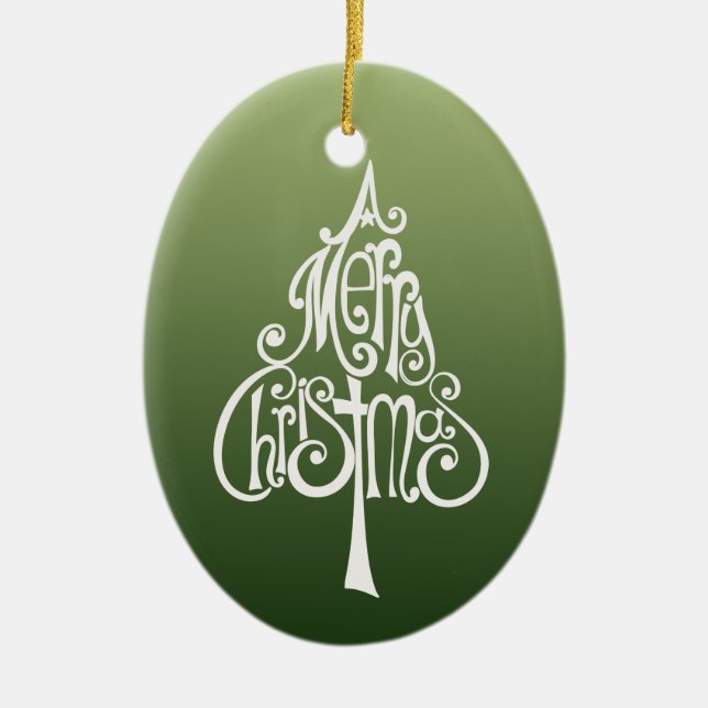 Merry Christmas Tree Ceramic Tree Decoration (Front)