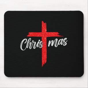 Merry Christmas Tree Christian Cross Jesus Faith B Mouse Pad