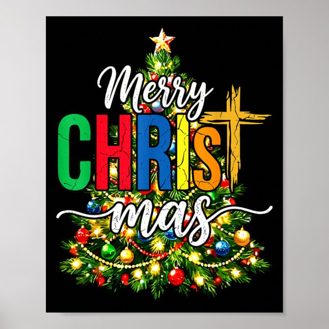 Merry Christmas Tree Christian Xmas  Poster (Front)