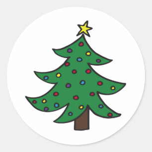 Merry Christmas Tree Classic Round Sticker
