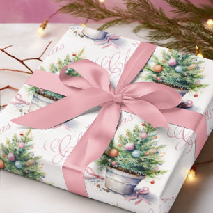 Merry Christmas Tree Colourful Ornaments Wrapping Paper