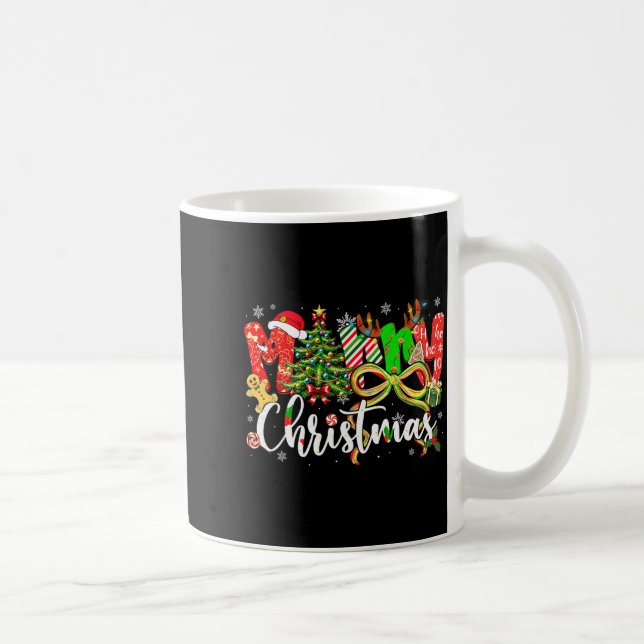 Merry Christmas Tree Coquette Bow Xmas Holiday Gir Coffee Mug (Right)