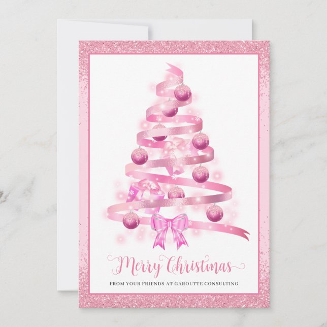 Merry Christmas Tree Corporate Logo Holiday Card (Front)