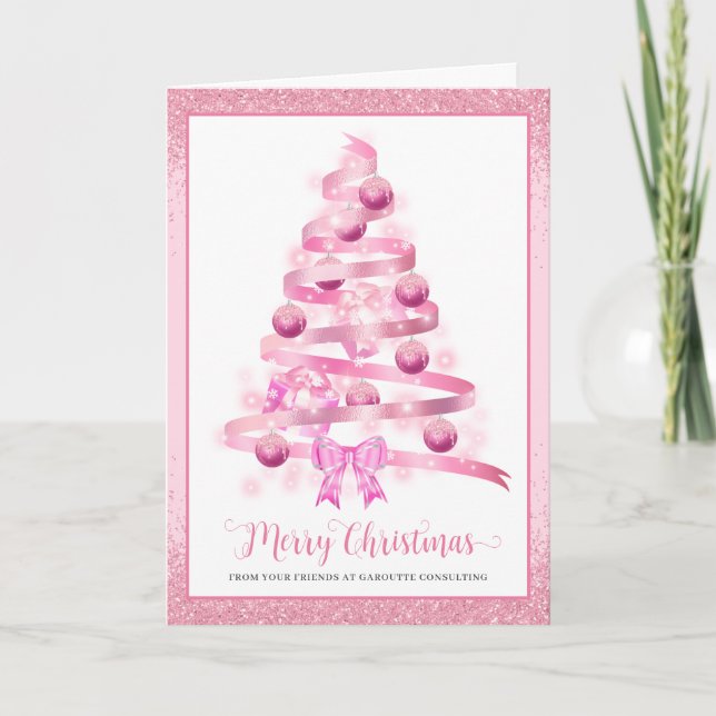 Merry Christmas Tree Corporate Logo Holiday Card (Front)