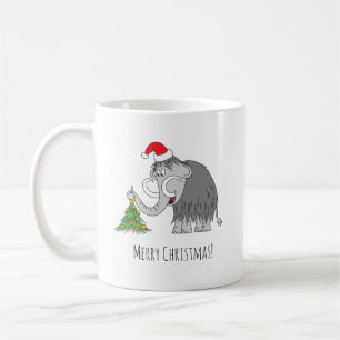 Merry Christmas Tree Cute Mammoth Santa Hat Coffee Mug