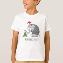 Merry Christmas Tree Cute Mammoth Santa Hat