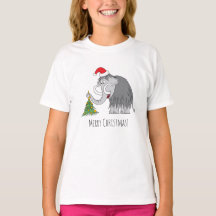 Merry Christmas Tree Cute Mammoth Santa Hat