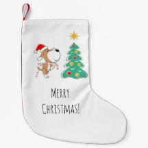Merry Christmas Tree Cute Puppy Dog Santa Hat