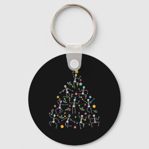 Merry Christmas Tree Dancing Skeleton Funny Hallow Key Ring