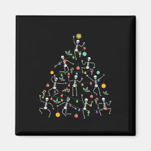 Merry Christmas Tree Dancing Skeleton Funny Hallow Magnet