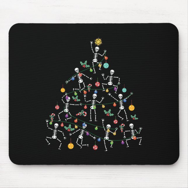 Merry Christmas Tree Dancing Skeleton Funny Hallow Mouse Pad (Front)