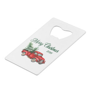 Merry Christmas Tree Date Vintage Red Truck