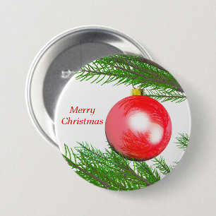 Merry Christmas Tree Decoration 7.5 Cm Round Badge