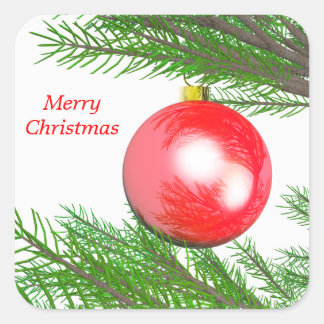 Merry Christmas Tree Decoration Square Sticker