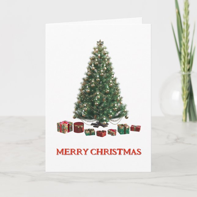 Merry Christmas. Tree (design 1) Folded Card (Front)