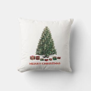 Merry Christmas. Tree (design 1) with gifts Cushion