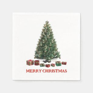 Merry Christmas. Tree (design 1) with gifts Napkin