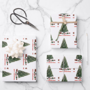 Merry Christmas. Tree (design 1) with gifts Wrapping Paper Sheet