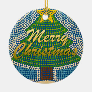 Merry Christmas Tree - Dot Designs by Gina Ceramic Ornament